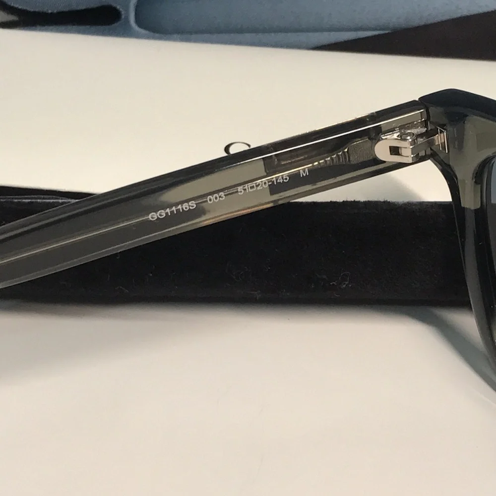 ✨ Brand New Gucci GG1116S 003 Sunglasses – Grey Frame with Blue Lenses ✨